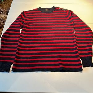 Men’s Pop England Navy and Red Striped Crewneck Sweater sz XL